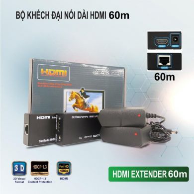 HDMI EXTENDER 60M 4K BỘ NỐI DÀI HDMI BẰNG DÂY LAN